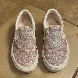 Vans Kids Classic Slip-On Glitter Shoe - Rose Gold Pink - Size 11.5